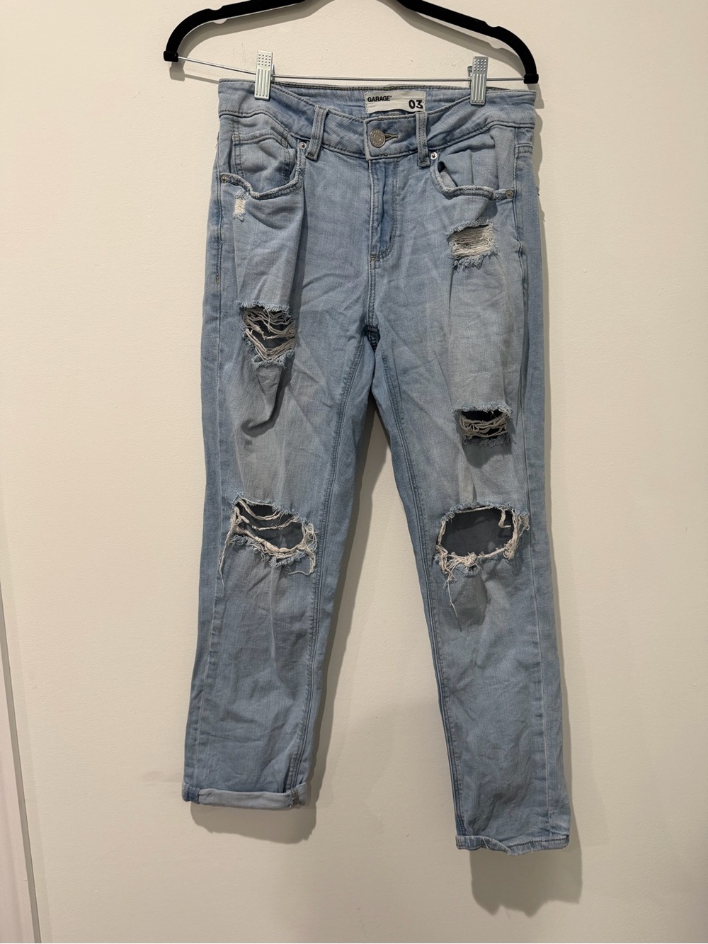 Garage Light Blue Distressed Boyfriend Jeans